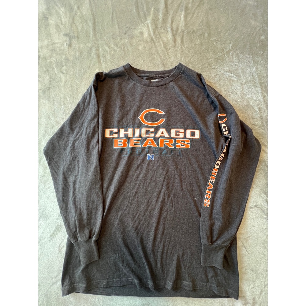 NFL Team Apparel Chicago Bears Shirt Mens L Gray Long Sleeve Graphic Football